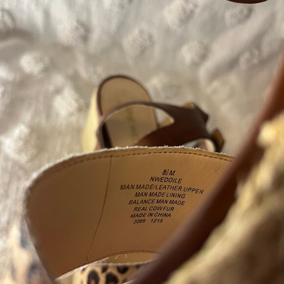 Nine West Espadrille Wedge Sandals Cheetah Print Calf Hair Animal Print Size 8.5 - Picture 7 of 8
